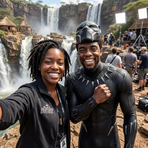Epic Selfie with T'Challa on Black Panther Set