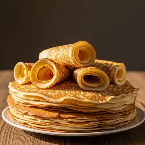 Traditional Russian Blini Pancakes Stack | Fluffy & Golden-Brown