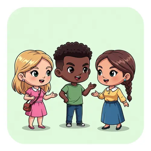 Cartoon Characters Engaging in Friendly Conversation