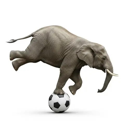 Unique Elephant Balancing on Soccer Ball