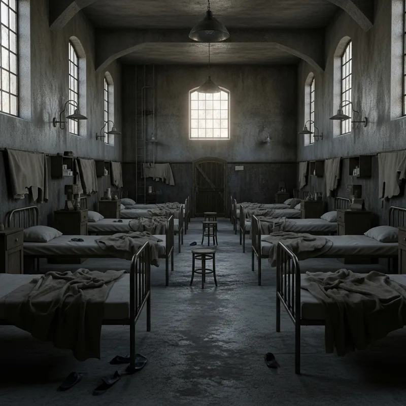 Eerie Inmate Respite Area with Dirty Beds