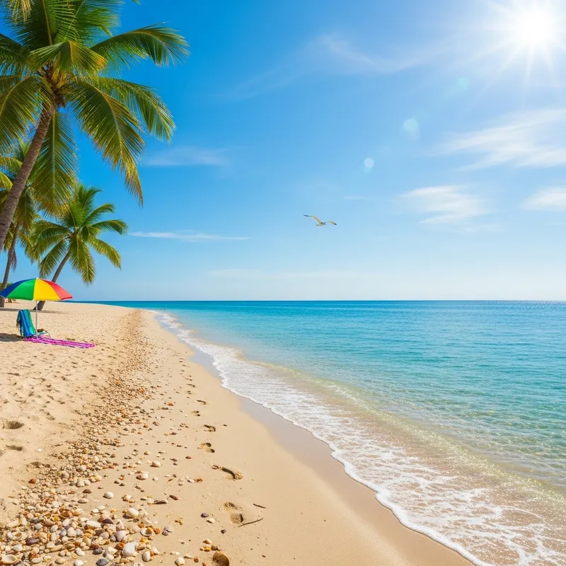 Tropical Beach Paradise with Clear Blue Waves and Palm Trees Tropical Beach Paradise with Clear Blue Waves and Palm Trees
