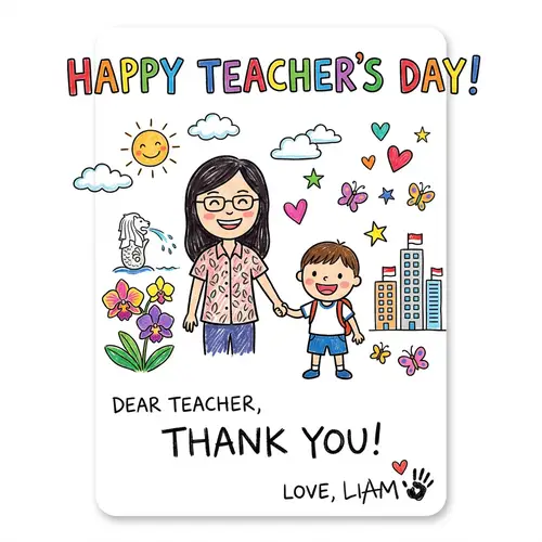 Happy Teacher's Day Postcard for Kindergarten Teachers