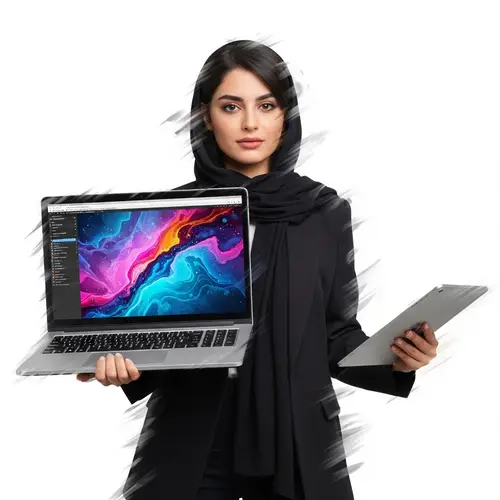 Confident Middle-Eastern Woman with Computer and Tablet - Digital Energy