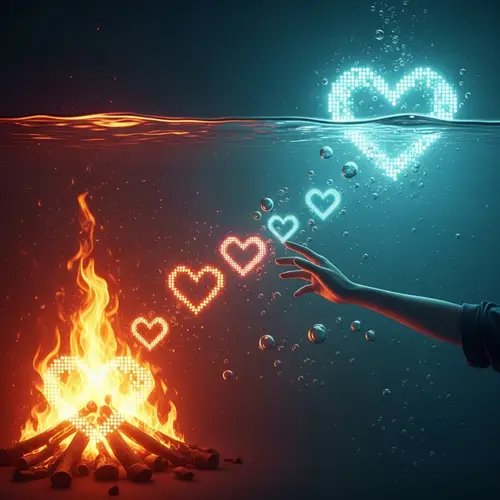 Virtual Love: Fire and Water Illustration