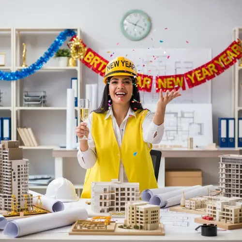 Middle-Eastern Female Architect Celebrating New Year | Architectural Designs