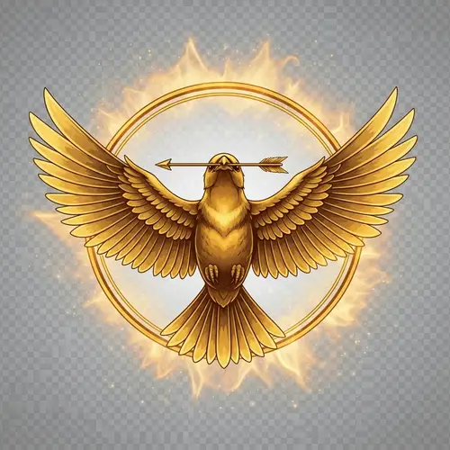 Golden Mockingjay Vector Image with Arrow in Ring