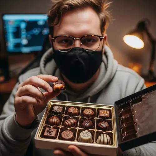 Male Internet Personality Enjoying Delicious Chocolates
