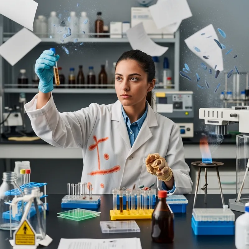 Eccentric Scientist in a Microbiology Lab Experiment