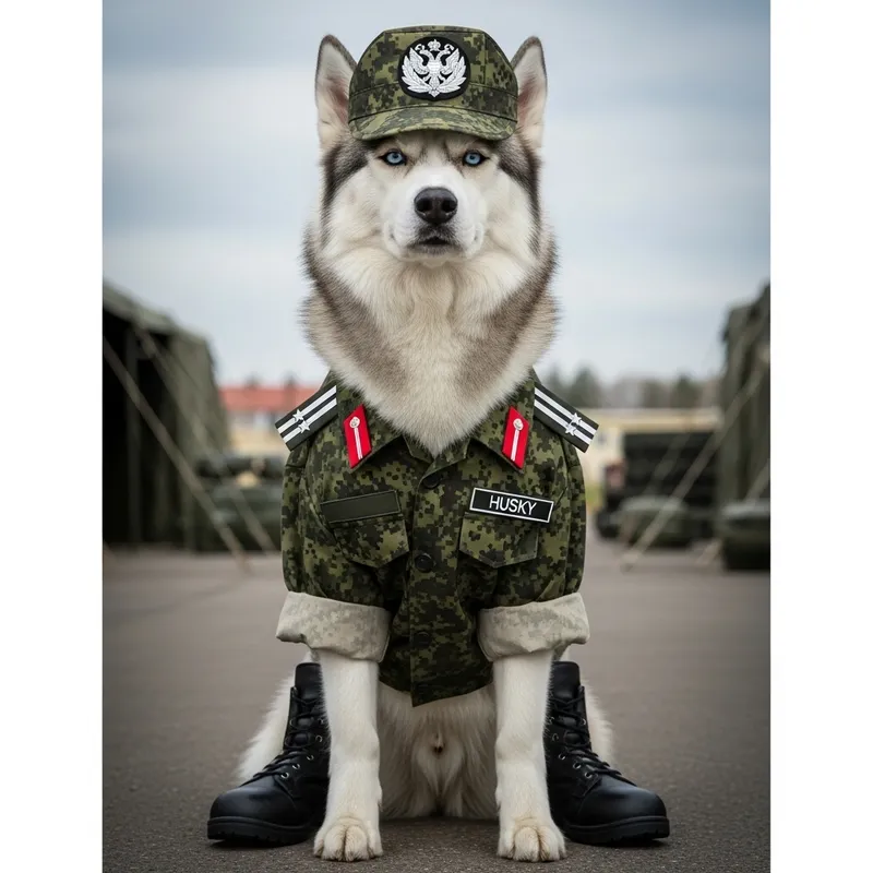 Siberian Military Lobo - Striking Husky Uniform