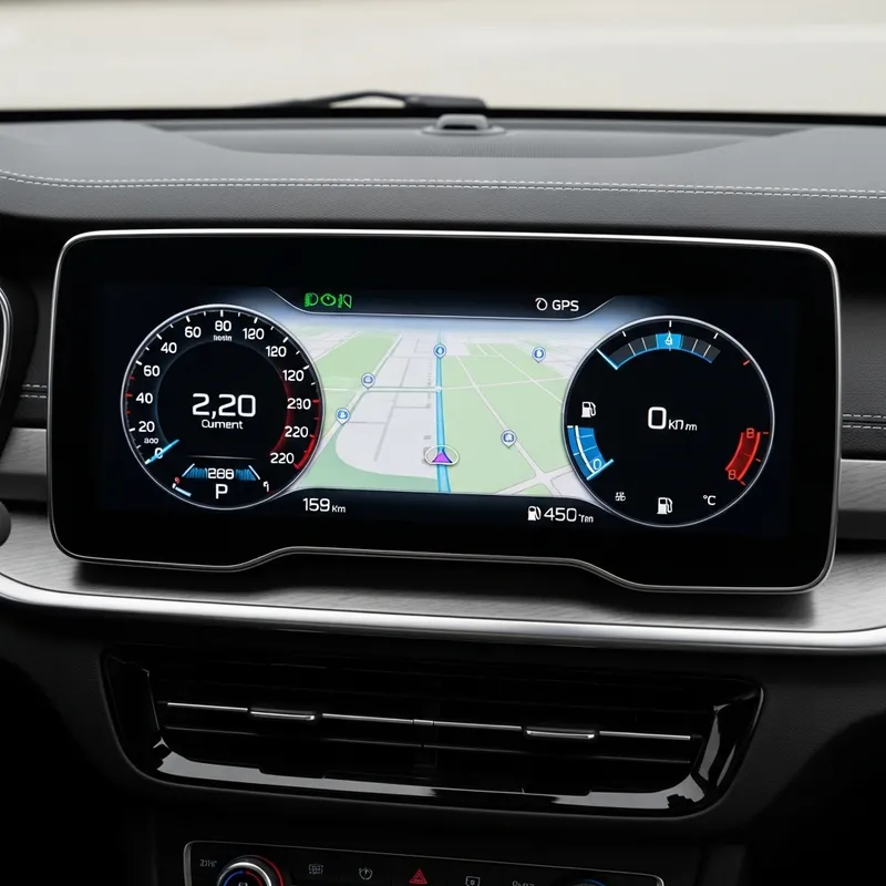 Modern Digital Car Dashboard with GPS Navigation
