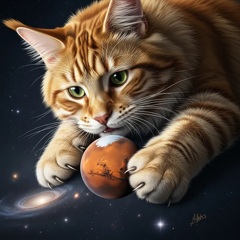 World's Largest Cat Mistaking Mars for Cat Food