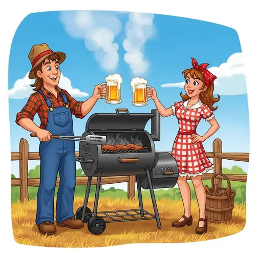 Cartoon Hillbillies BBQing with Beer | Outdoor Cooking Fun