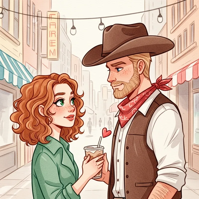 Whimsical City Girl & Cowboy Encounter - Nostalgic Urban Romance
