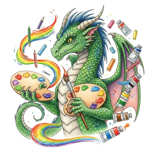 Majestic Dragon Watercolor Painting | Vibrant Colors & Artistic Materials