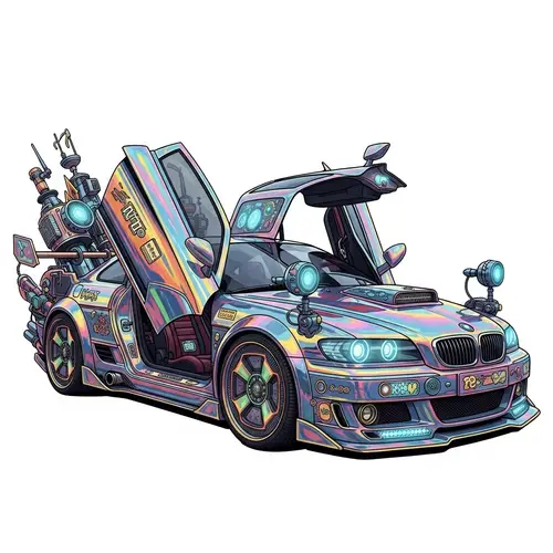 Unique Imaginary Car with Vibrant Colors & Futuristic Design