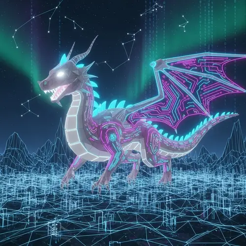 Futuristic Digital Dragon in Stylish Virtual Environment