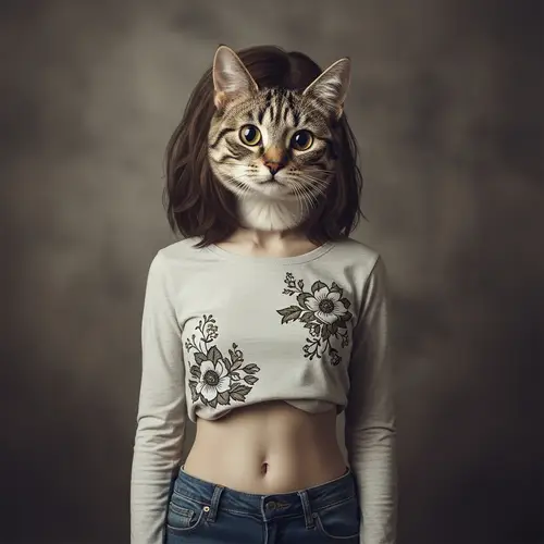 Surreal Cat-Girl Art: Enigmatic and Intriguing Visual