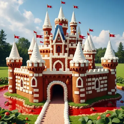 Decadent Strawberry Cake Castle - Edible Architectural Masterpiece