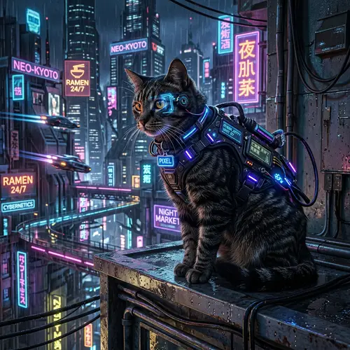 Cyberpunk Cat: Feline Futurism