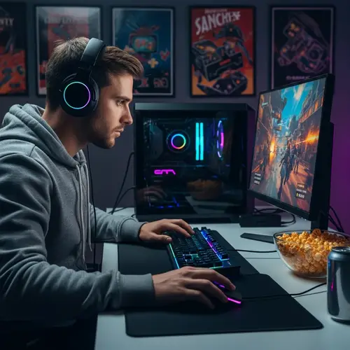 High-Speed Action-Packed Gamer: Engrossed in Intense Battle