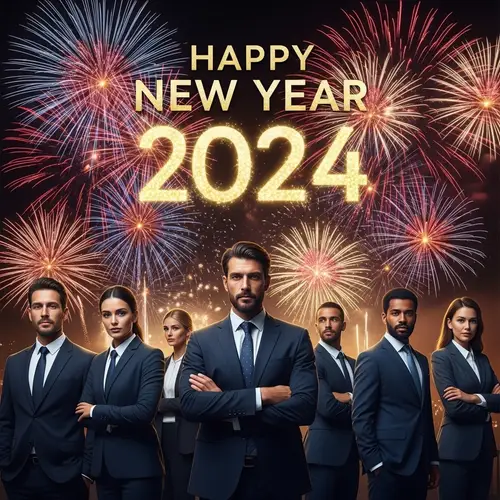 Happy New Year 2024 | Festive Setting with Elegant Professionals
