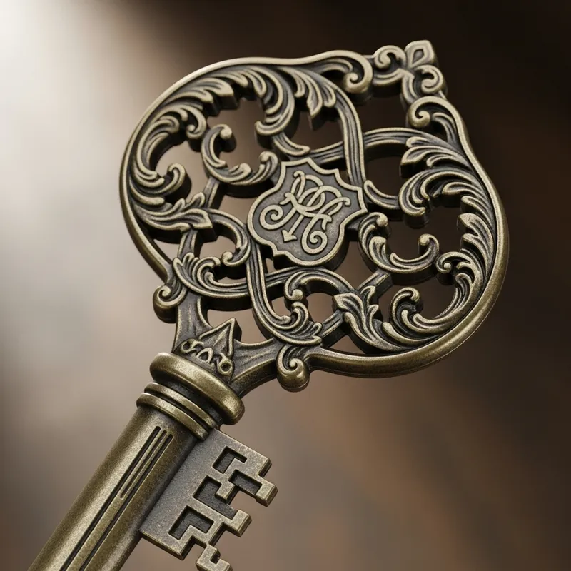 Intricately Carved Ornate Door Key