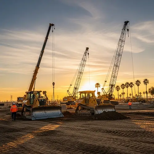 California Construction Site at Sunset - Development in Progress