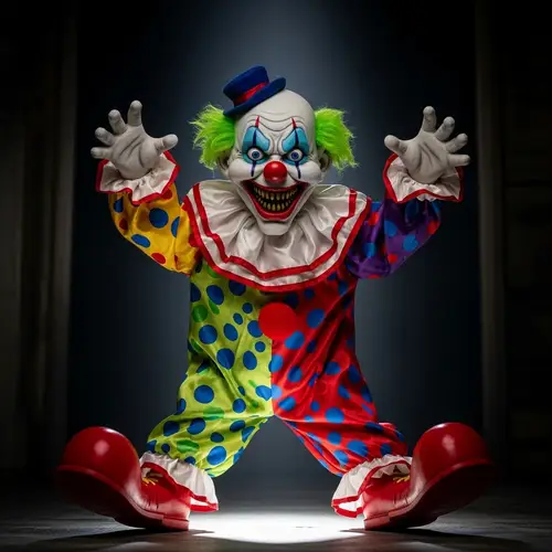 Creepy Clown Puppet in Vibrant Costume | Horror Film Character
