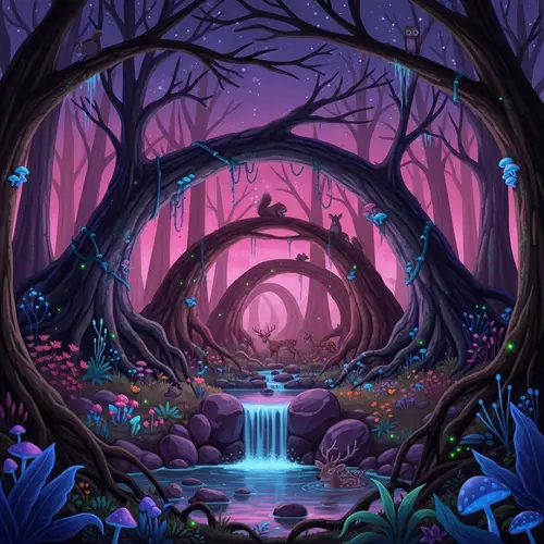 Enchanted Forest: Mystical Trees & Bioluminescent Glow