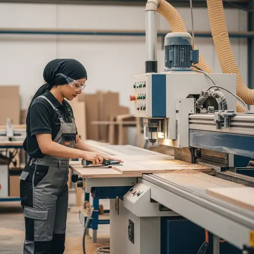 Contemporary Woodworker at Modern Joinery Factory