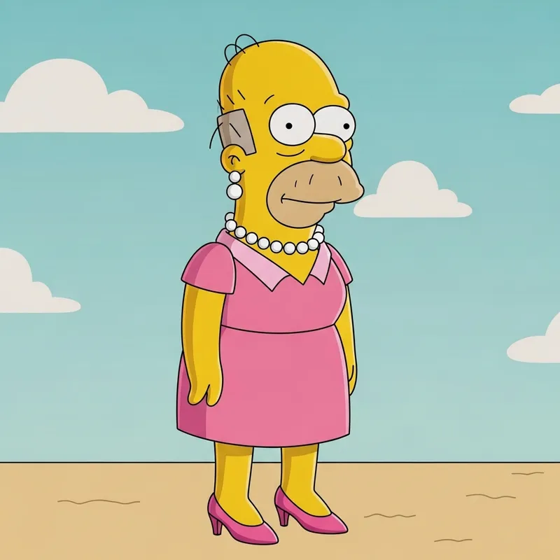 Homer Simpson Fem Version: Fun in Pink Dress