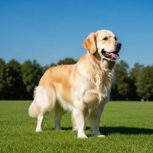 Adorable Golden Retriever Enjoying Sunny Day in Green Meadow