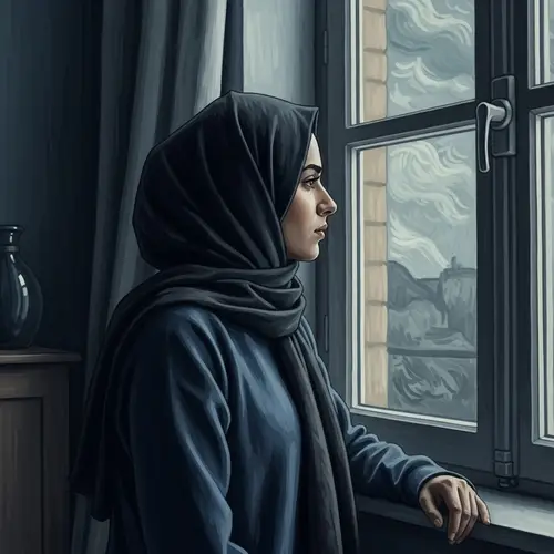 Capturing Emotional Struggle: Middle-Eastern Individual Contemplating by the Window