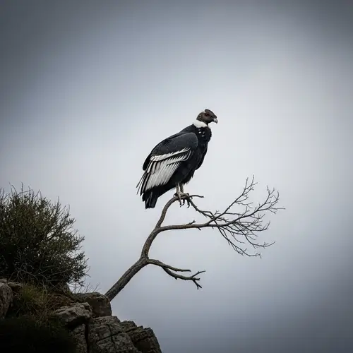 Imposing Condor Silhouetted Against Stormy Sky