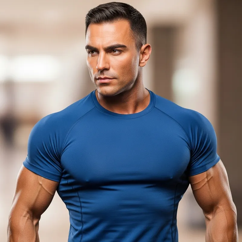 Salman Khan: Muscular Man in Blue Shirt