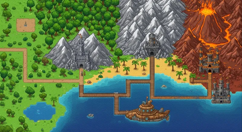 Pixel Art Adventure Scene - Aerial View Pixel Art Image