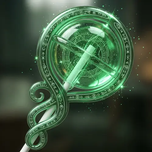 Magical Lollipop with Shiny Surface and Emerald Glow