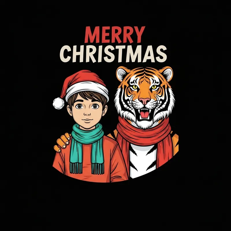 Christmas Calvin and Hobbes T-Shirt Graphic Art Illustration