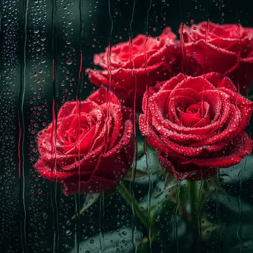 Vibrant Red Roses with Water Droplets - Beautiful Floral Scene