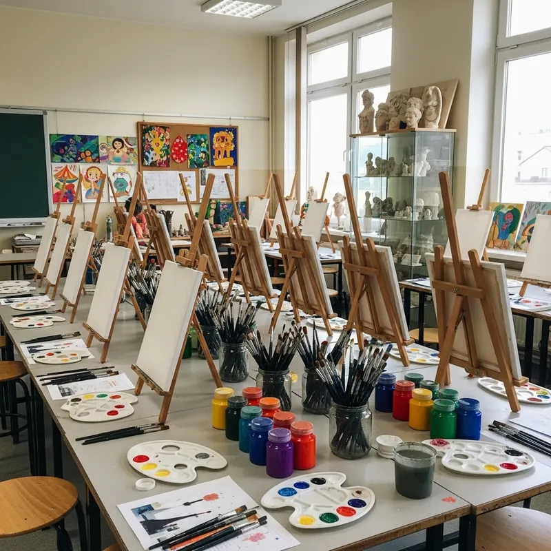 Art Classroom Supplies and Inspirational Setting