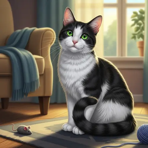 Beautiful Domestic Cat with Glossy Fur Coat | Warm Home Environment