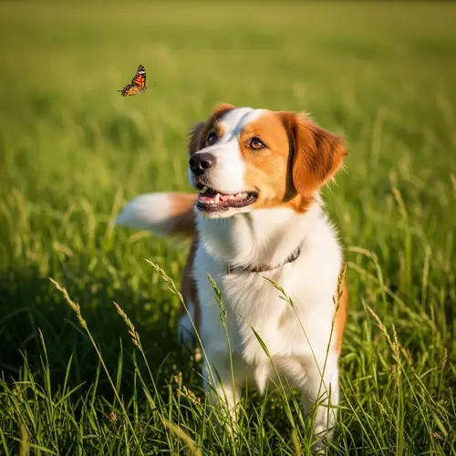 Adorable Dog in Luscious Green Field | Joyful Pet Portrait