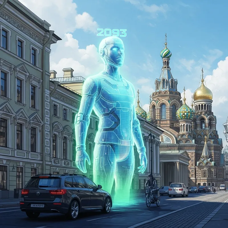 Futuristic Hologram Character in St. Petersburg, 2093