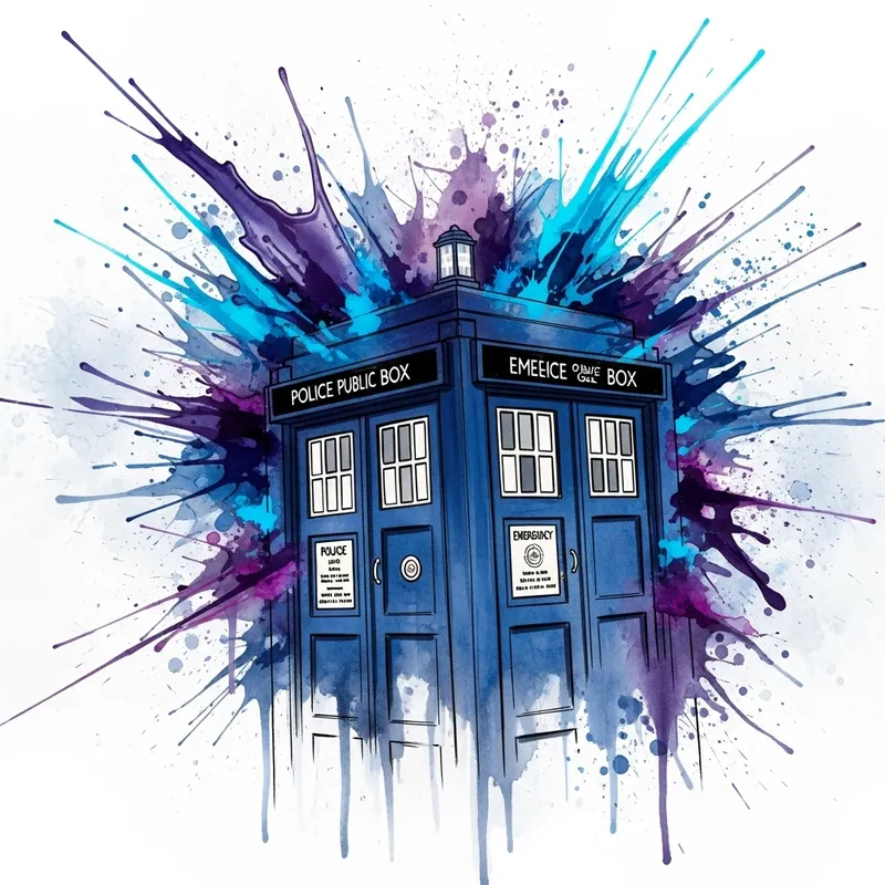 Watercolor TARDIS Wallpaper - Sci-Fi Aesthetic