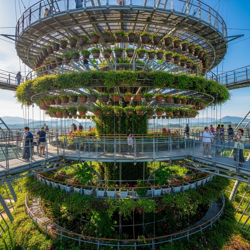 Aerial Flower Garden: Exotic Plants & Hanging Blooms