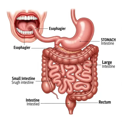 Human Digestive System: Detailed Medical Illustration