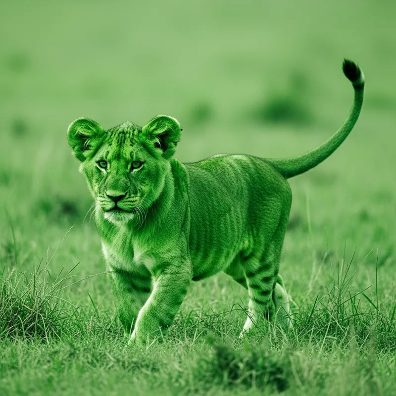 Green Baby Lion: Enchanting Wilderness Explorer