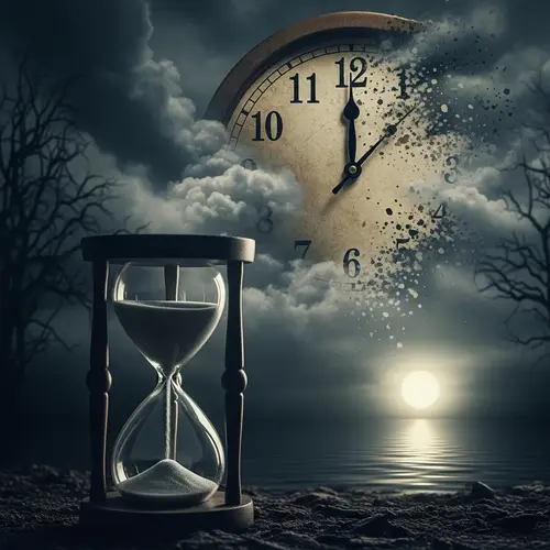 Eerie Time Wallpaper with Clock and Hourglass | Dark Atmosphere