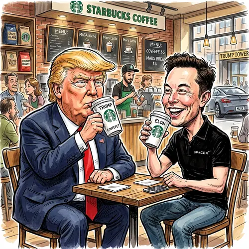 Trump and Musk's Coffee Break at Starbucks